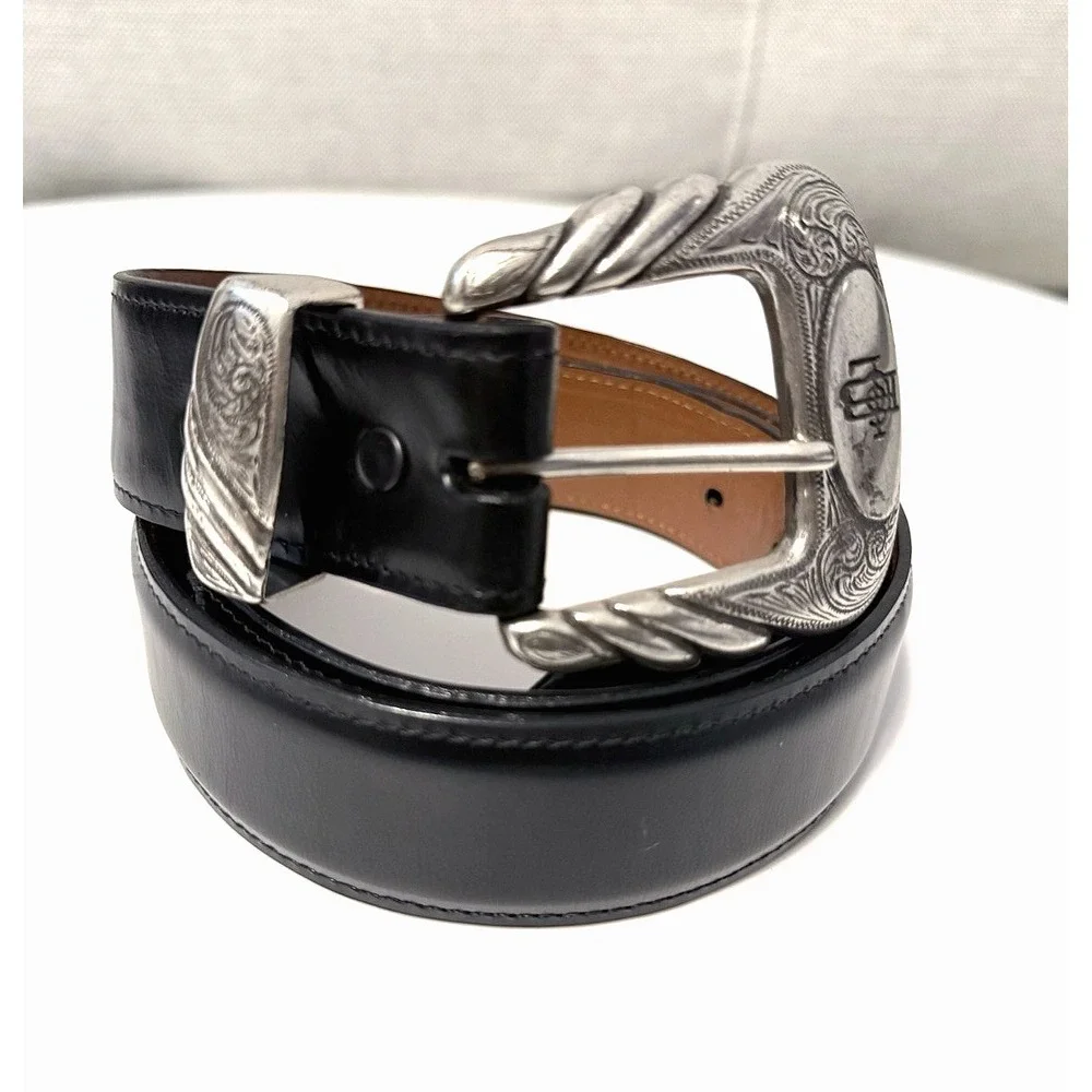 Lucchese Classics Black Cherry Goat Leather Belt w/ Ranger Buckle Set 40 W2201